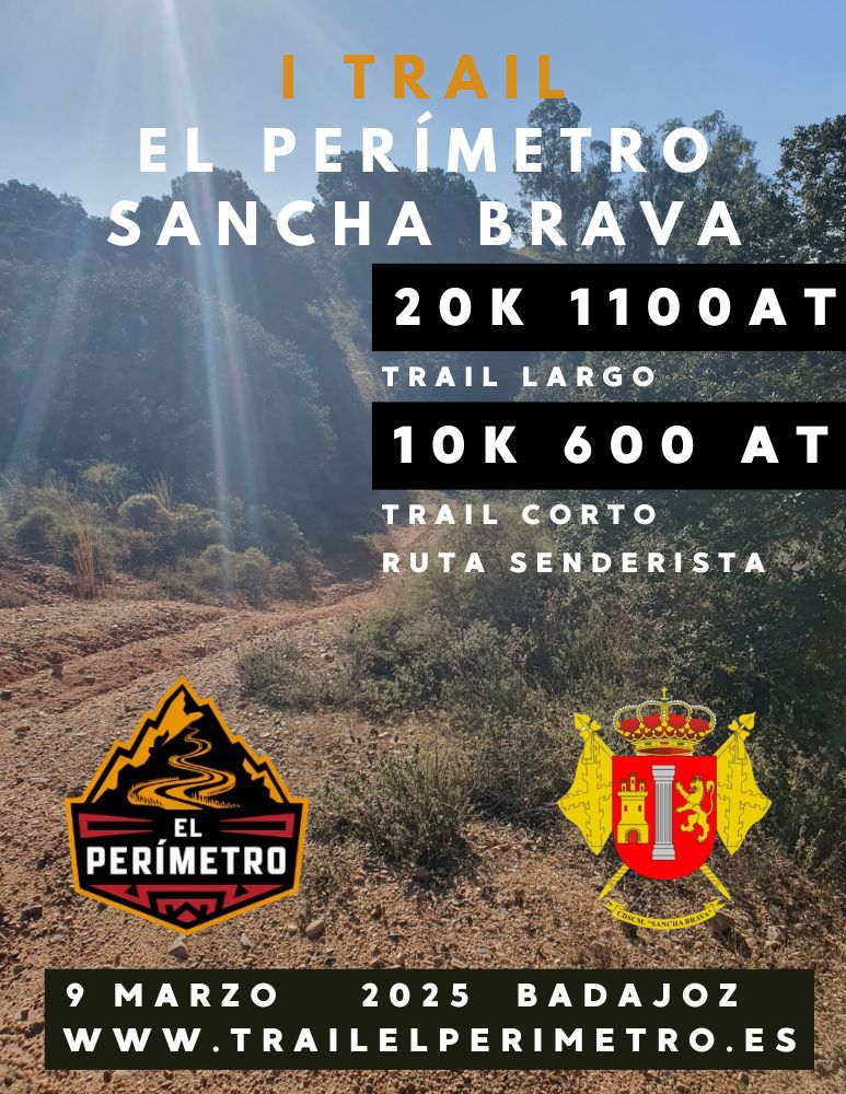 Carrera Trail El perimetro, a celebrar el 9 de marzo de 2025 en Badajoz